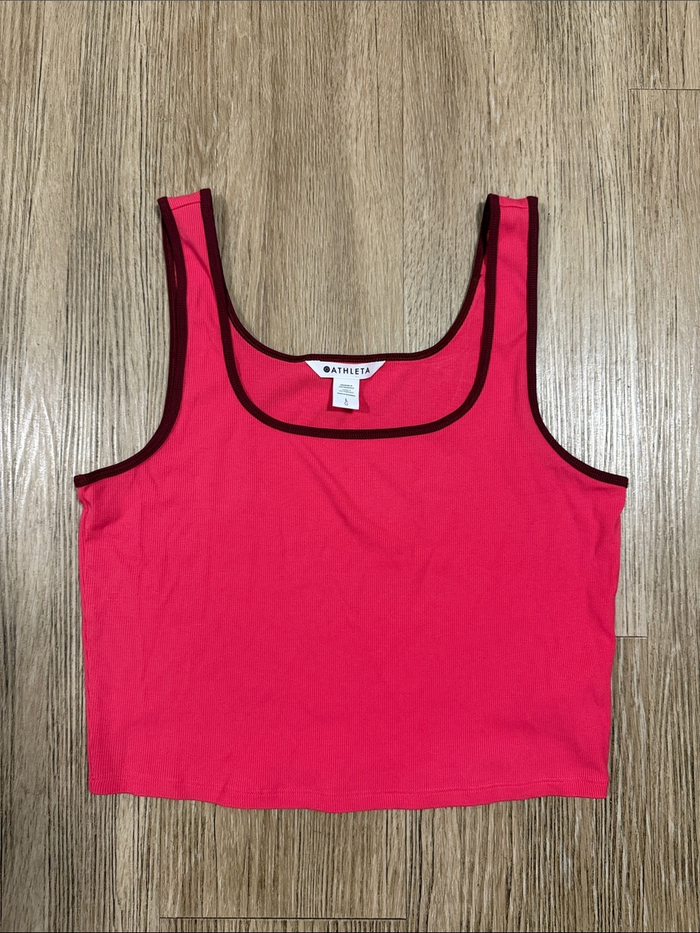 Athleta Bright Pink Cropped Tank with Dark Trim L